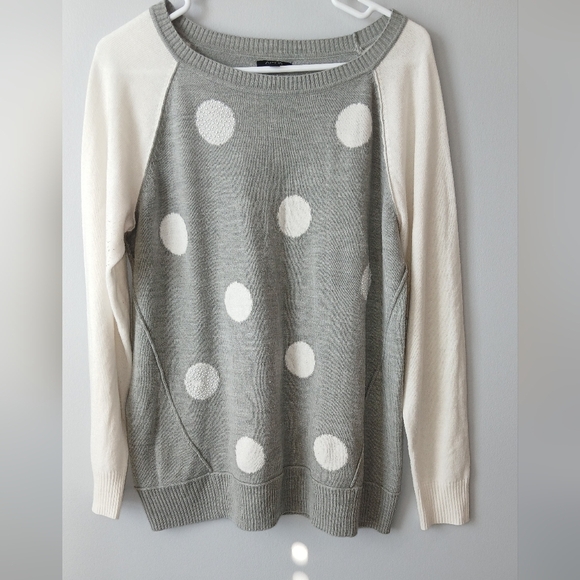 Apt.9 women's Large gray polka dot sweater - Picture 1 of 8